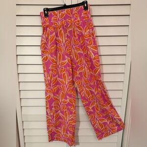 Sincerely Jules Pink and Orange Floral Wide Leg Linen Pants